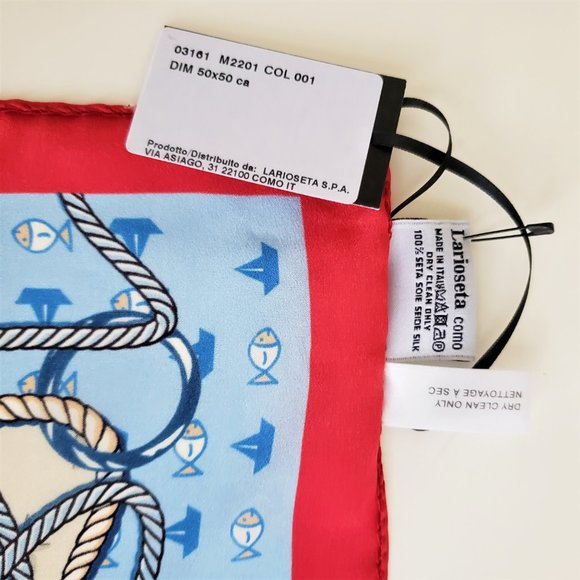 NWT Moschino 100% silk Scarf Italy Nautical Sailor heart bear - Picture 5 of 6